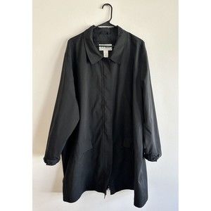 LL Bean Black Oversized Utility Jacket Women Size L Pockets Front Zipper Collar